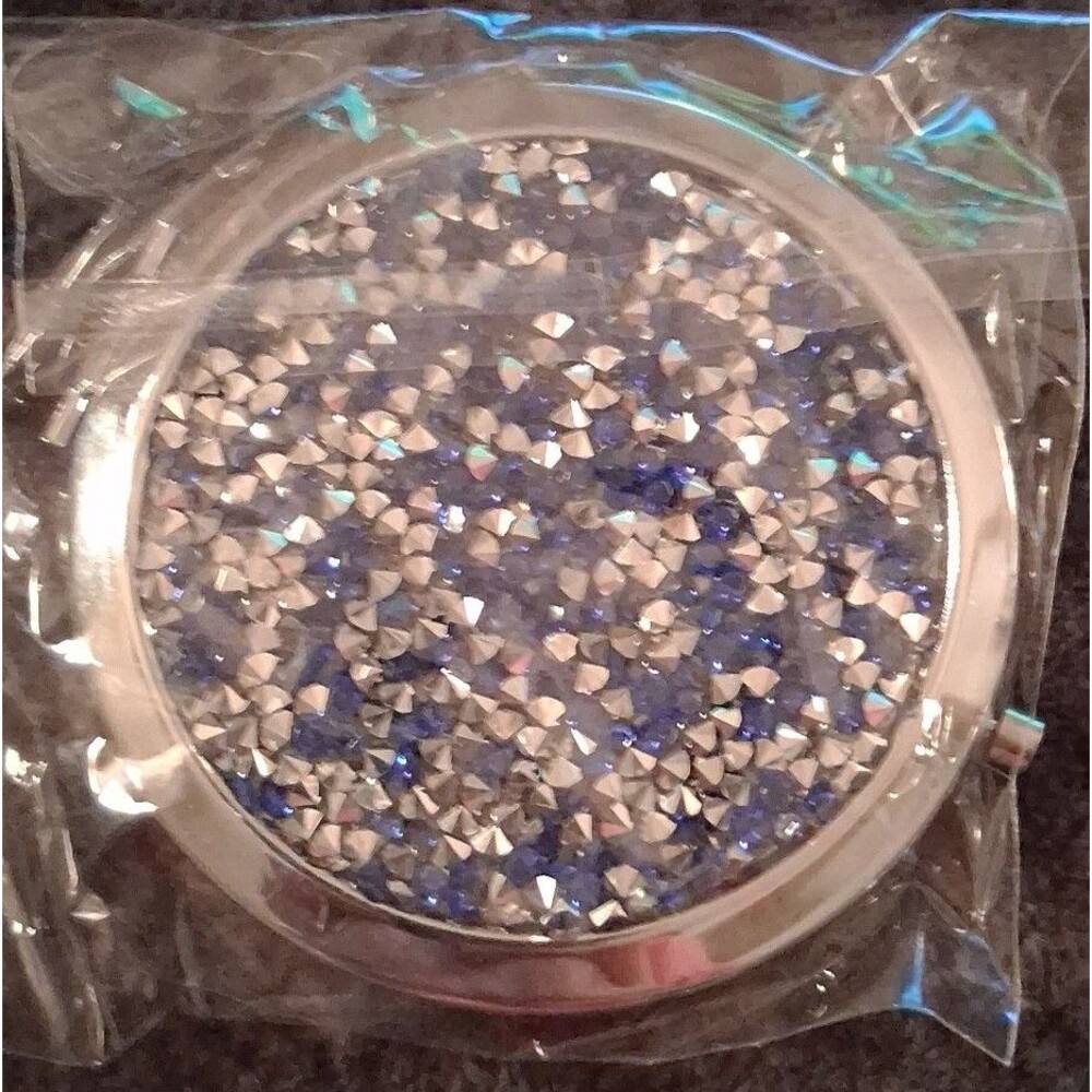 Cheerleader blue and silver toned /rhinestones foldable mirror Cheer Mode